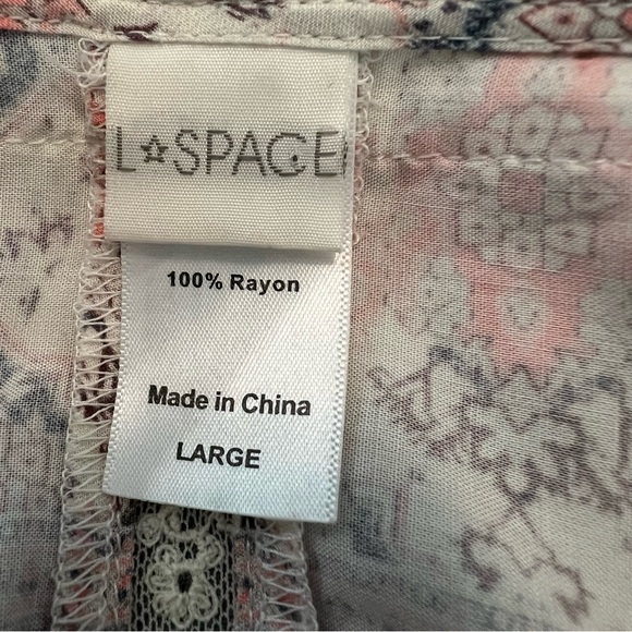 L*Space Lovestruck Rimini Romper Bell Sleeve in Cream Multi Size Large - Picture 8 of 13